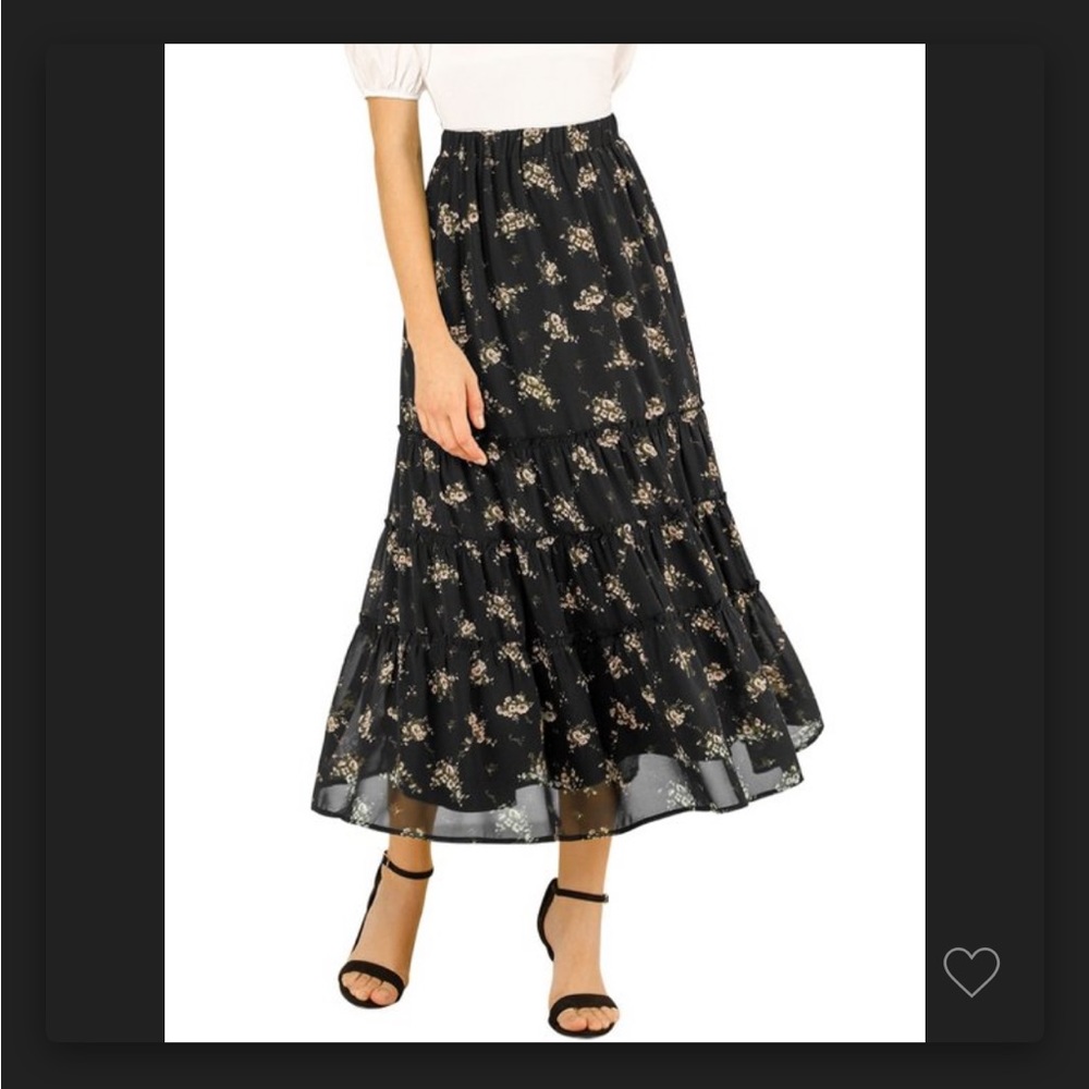 Boho midi ruffle skirt